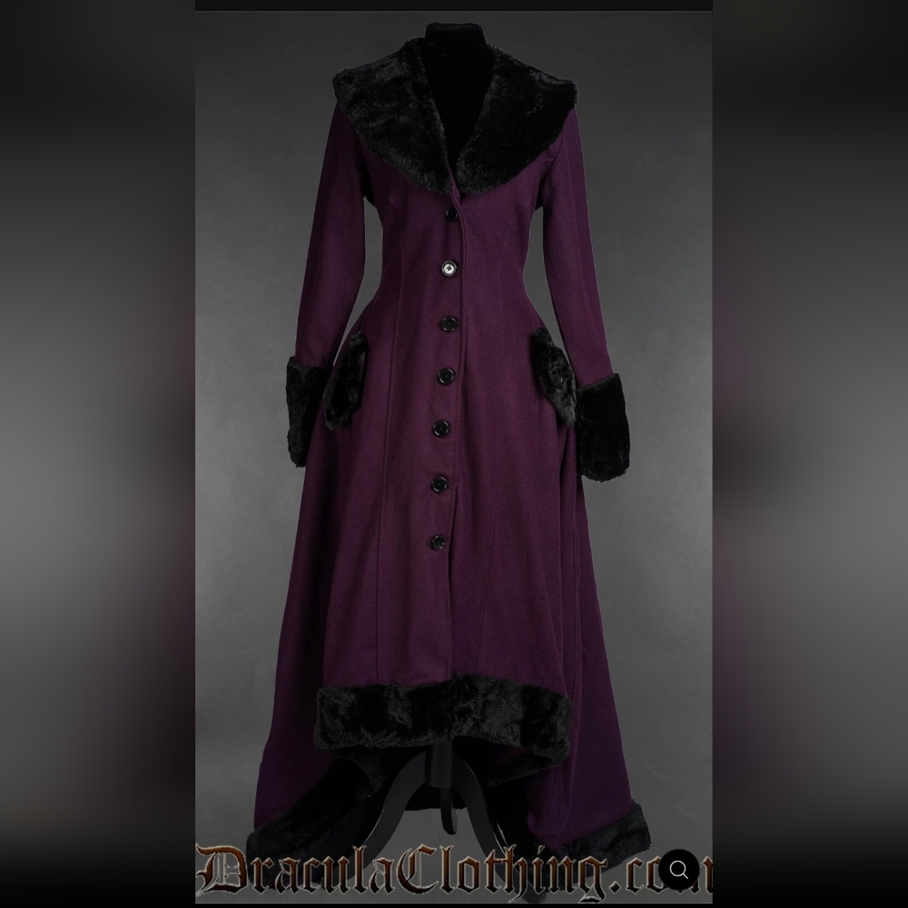 Dracula Clothing Purple 100% Wool Coat